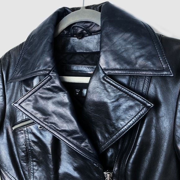 Express Black Leather Motorcycle Jacket - Picture 2 of 8